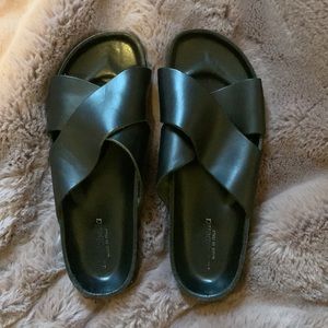 Leather slide sandal, size 8